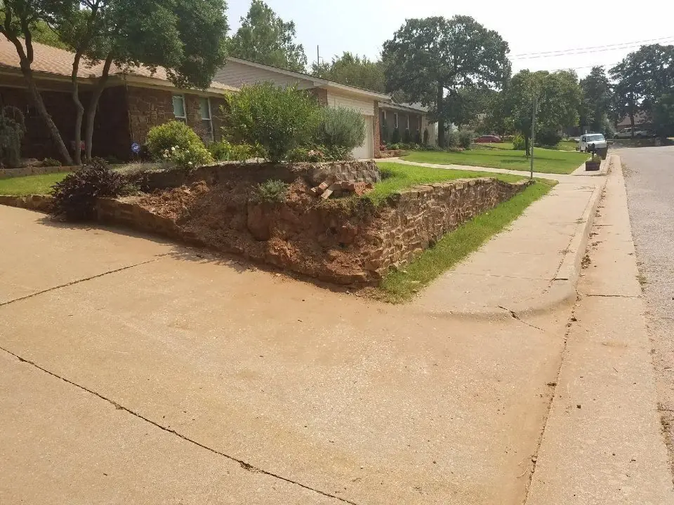 Concrete broken and stacked for haul off